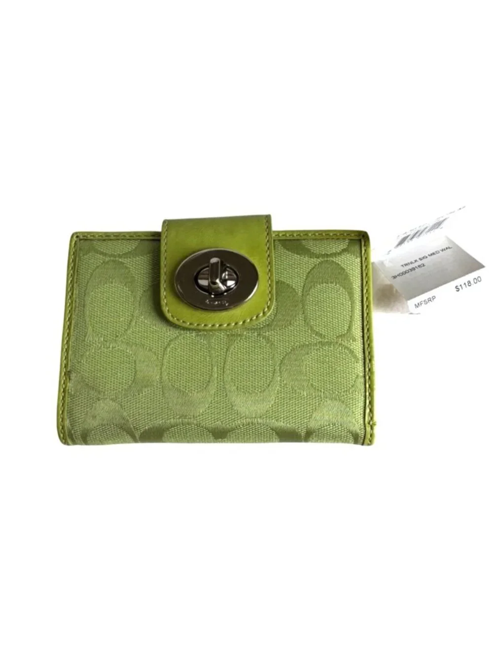Coach Penelope Y2K Signature Lime Green Bi-fold Wallet- Rare - NWT - Picture 8 of 9